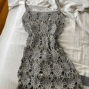 Silver knit see through maxi dress